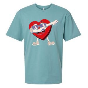 Dabbing Heart Sunglasses Funny Valentines Day Gift Sueded Cloud Jersey T-Shirt