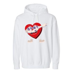 Dabbing Heart Sunglasses Funny Valentines Day Gift Garment-Dyed Fleece Hoodie