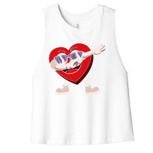 Dabbing Heart Sunglasses Funny Valentines Day Gift Women's Racerback Cropped Tank