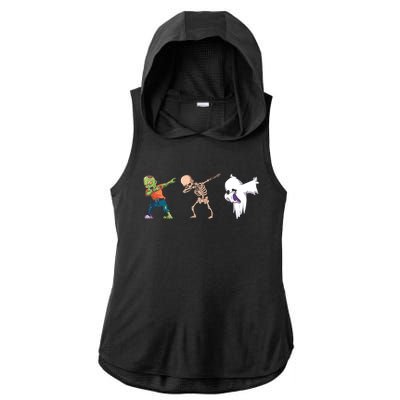 Dabbing Halloween Skeleton Zombie Scary Pumpkin Mummy Gift Ladies PosiCharge Tri-Blend Wicking Draft Hoodie Tank