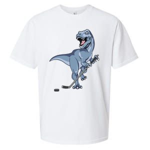 Dinosaur Hockey Stick Puck Goal Goalie Trex Trex Player Sueded Cloud Jersey T-Shirt