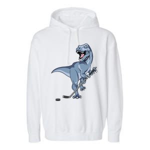 Dinosaur Hockey Stick Puck Goal Goalie Trex Trex Player Garment-Dyed Fleece Hoodie