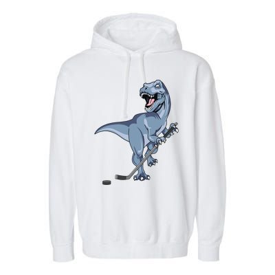 Dinosaur Hockey Stick Puck Goal Goalie Trex Trex Player Garment-Dyed Fleece Hoodie