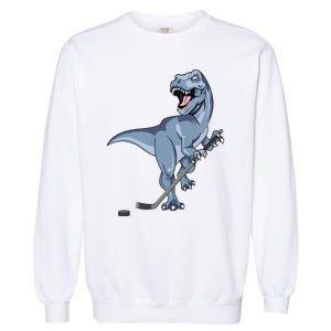 Dinosaur Hockey Stick Puck Goal Goalie Trex Trex Player Garment-Dyed Sweatshirt