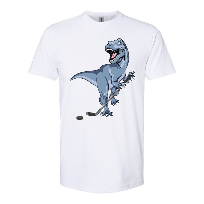 Dinosaur Hockey Stick Puck Goal Goalie Trex Trex Player Softstyle CVC T-Shirt