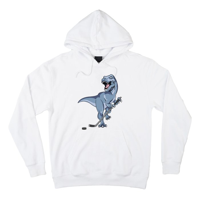 Dinosaur Hockey Stick Puck Goal Goalie Trex Trex Player Hoodie