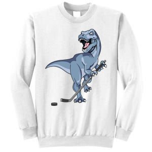 Dinosaur Hockey Stick Puck Goal Goalie Trex Trex Player Sweatshirt