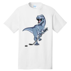 Dinosaur Hockey Stick Puck Goal Goalie Trex Trex Player Tall T-Shirt