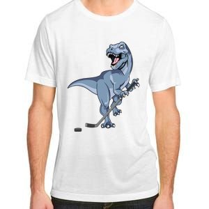 Dinosaur Hockey Stick Puck Goal Goalie Trex Trex Player Adult ChromaSoft Performance T-Shirt