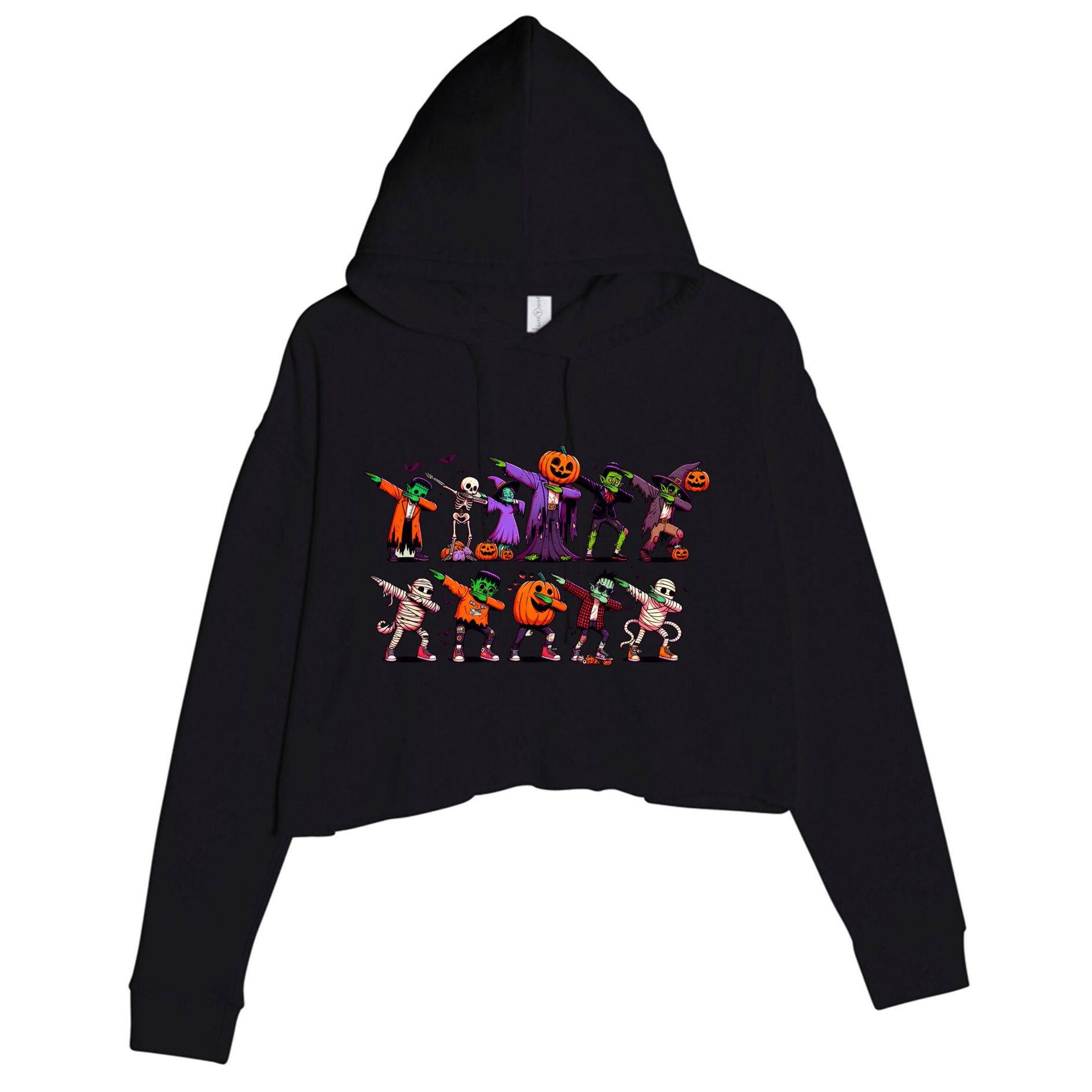 Dabbing Halloween Skeleton Zombie Scary Pumpkin Mummy Funny Gift Crop Fleece Hoodie