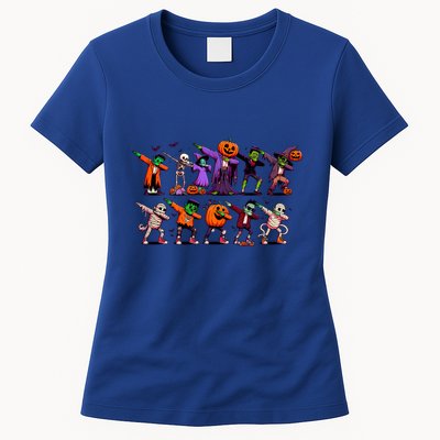 Dabbing Halloween Skeleton Zombie Scary Pumpkin Mummy Funny Gift Womens T-Shirt