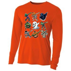 Dabbing Halloween Skeleton Zombie Scary Pumpkin Vampire Gift Cooling Performance Long Sleeve Crew