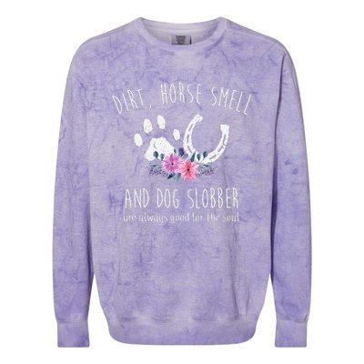 Dirt Horse Smell And Dog Slobber Horse Lover Colorblast Crewneck Sweatshirt