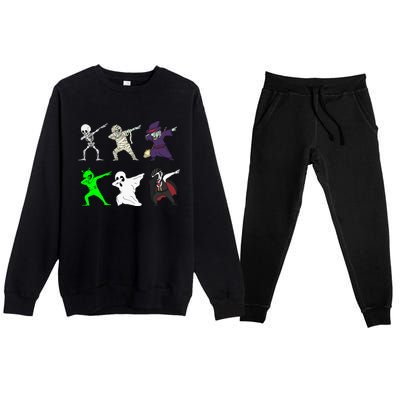 Dabbing Halloween Skeleton Zombie Witch Mummy Vampire Ghost Gift Premium Crewneck Sweatsuit Set