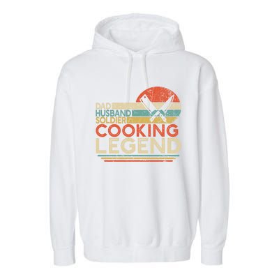 Dad Husband Soldier Cooking Legend Military Chef Gift Garment-Dyed Fleece Hoodie