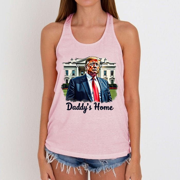 Daddys Home TrumpS Historic Return To The White House Women's Knotted Racerback Tank