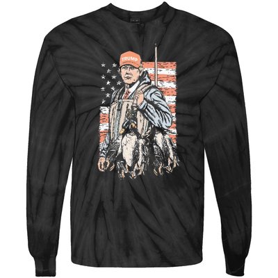 Duck Hunting Trump Camo Hello Hunting Season Tie-Dye Long Sleeve Shirt