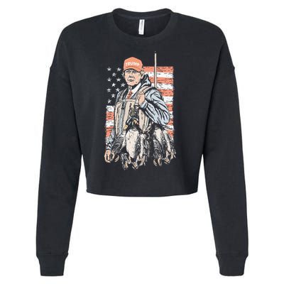 Duck Hunting Trump Camo Hello Hunting Season Cropped Pullover Crew