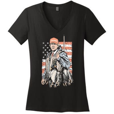 Duck Hunting Trump Camo Hello Hunting Season Women's V-Neck T-Shirt