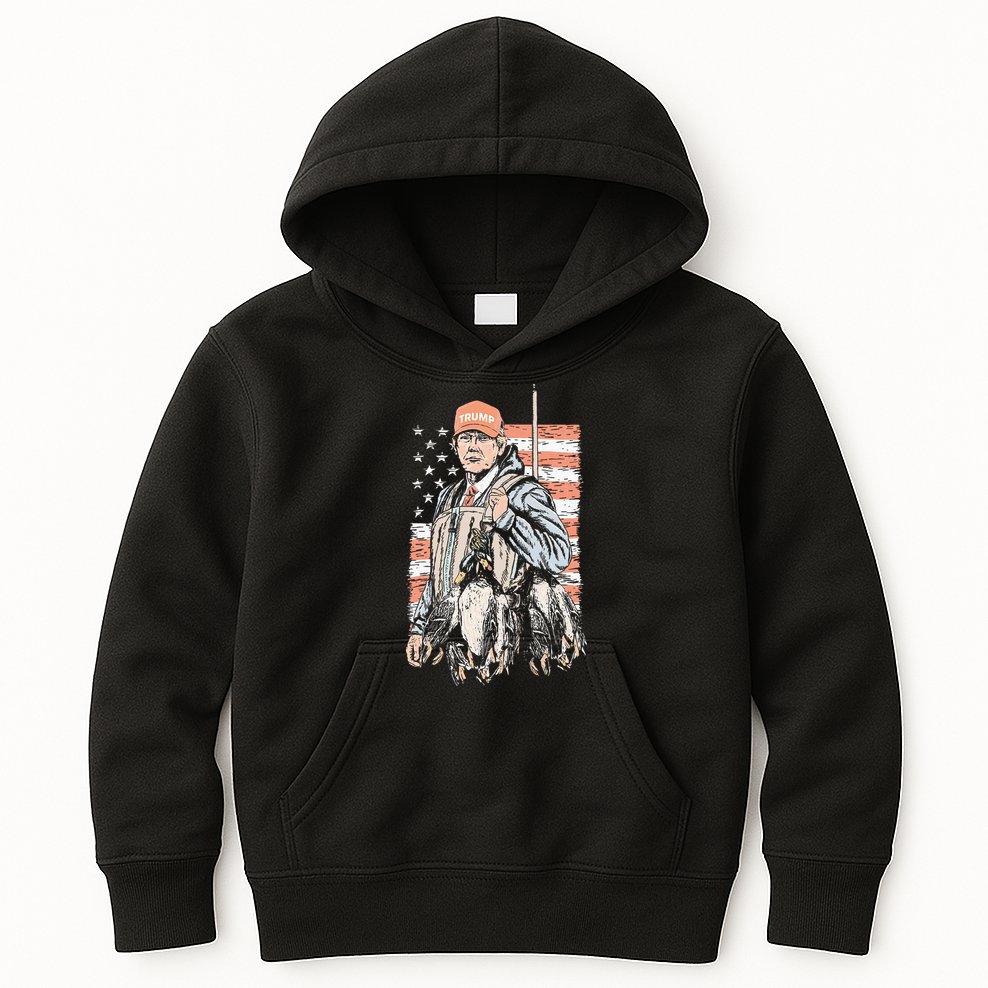 Duck Hunting Trump Camo Hello Hunting Season Kids Hoodie