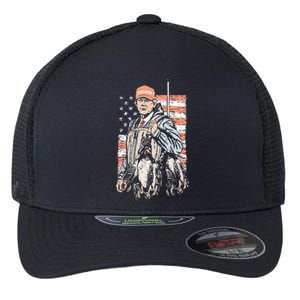 Duck Hunting Trump Camo Hello Hunting Flexfit Unipanel Trucker Cap