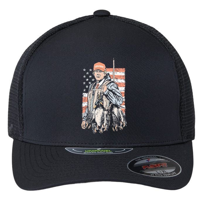 Duck Hunting Trump Camo Hello Hunting Flexfit Unipanel Trucker Cap