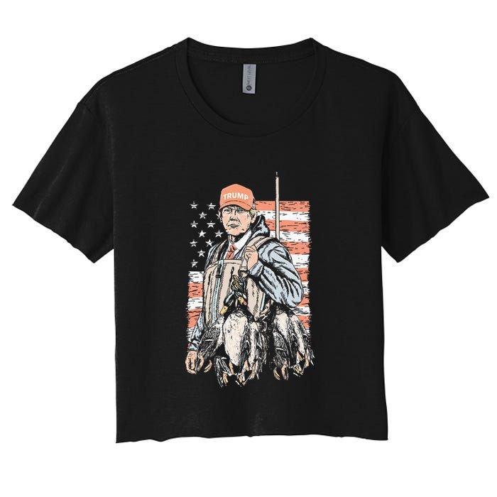 Duck Hunting Trump Camo Hello Hunting Women's Crop Top Tee