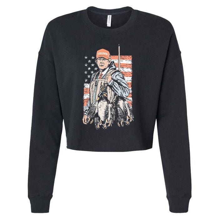 Duck Hunting Trump Camo Hello Hunting Cropped Pullover Crew