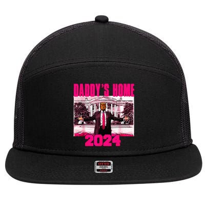 DaddyS Home Trump Pink 2024 Take America Back 2024 7 Panel Mesh Trucker Snapback Hat