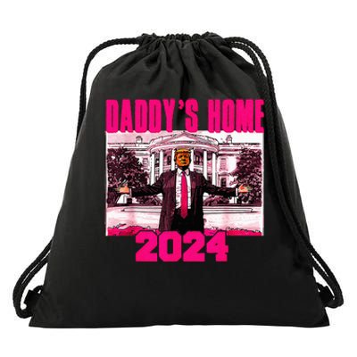 DaddyS Home Trump Pink 2024 Take America Back 2024 Drawstring Bag