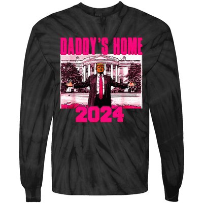 DaddyS Home Trump Pink 2024 Take America Back 2024 Tie-Dye Long Sleeve Shirt