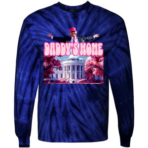 Daddy Home Trump 2024 Republican Gift Tie-Dye Long Sleeve Shirt