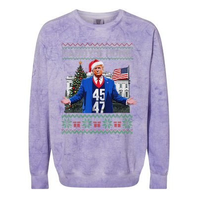 Daddys Home Trump Ugly Christmas Sweater Pajamas Colorblast Crewneck Sweatshirt