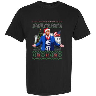 Daddys Home Trump Ugly Christmas Sweater Pajamas Garment-Dyed Heavyweight T-Shirt