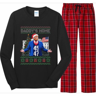 Daddys Home Trump Ugly Christmas Sweater Pajamas Long Sleeve Pajama Set