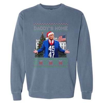 Daddys Home Trump Ugly Christmas Sweater Pajamas Garment-Dyed Sweatshirt