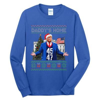 Daddys Home Trump Ugly Christmas Sweater Pajamas Tall Long Sleeve T-Shirt