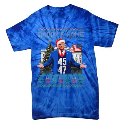 Daddys Home Trump Ugly Christmas Sweater Pajamas Tie-Dye T-Shirt