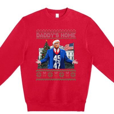 Daddys Home Trump Ugly Christmas Sweater Pajamas Premium Crewneck Sweatshirt