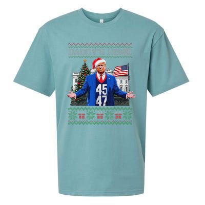 Daddys Home Trump Ugly Christmas Sweater Pajamas Sueded Cloud Jersey T-Shirt