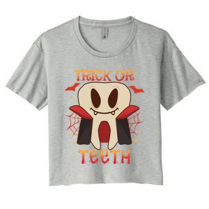 Dental Halloween Tooth Trick Or Th Dentist Orthodontist Cute Gift Women's Crop Top Tee