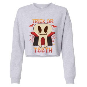 Dental Halloween Tooth Trick Or Th Dentist Orthodontist Cute Gift Cropped Pullover Crew