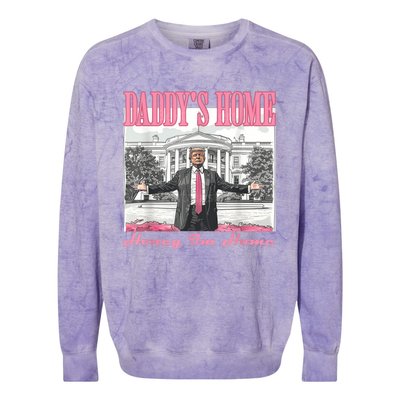 DaddyS Home Trump Pink 2024 Funny Trump Take America Back Colorblast Crewneck Sweatshirt