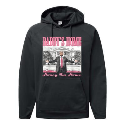 DaddyS Home Trump Pink 2024 Funny Trump Take America Back Performance Fleece Hoodie