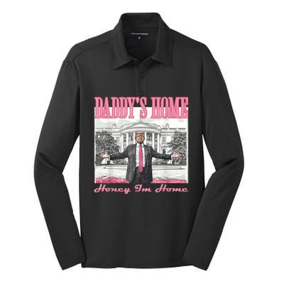 DaddyS Home Trump Pink 2024 Funny Trump Take America Back Silk Touch Performance Long Sleeve Polo