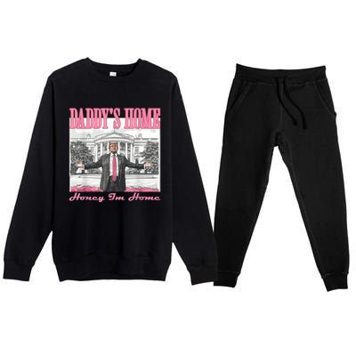 DaddyS Home Trump Pink 2024 Funny Trump Take America Back Premium Crewneck Sweatsuit Set