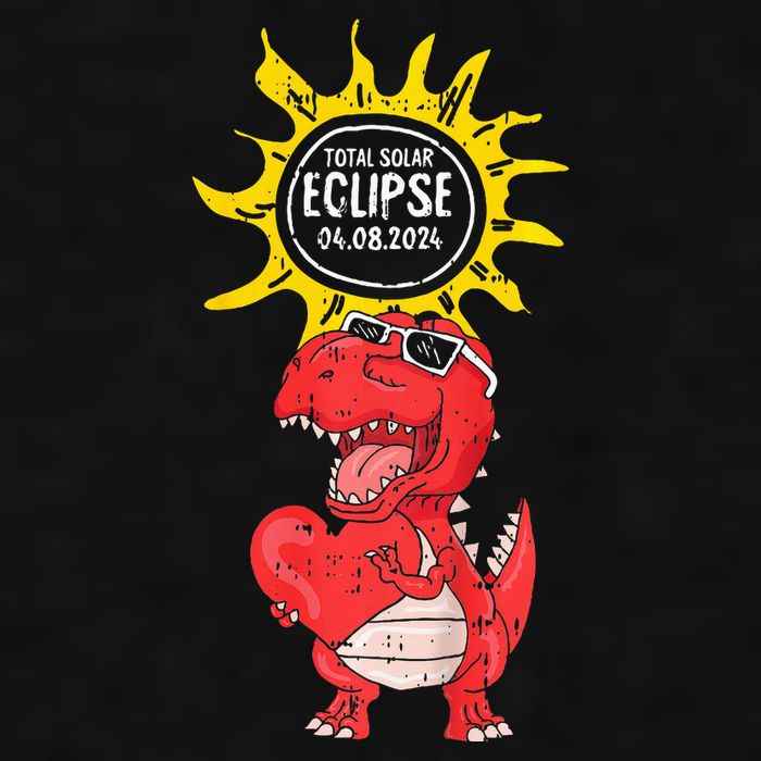Dinosaur Heart Total Solar Eclipse April 8 2024 Totality Ladies PosiCharge Tri-Blend Wicking Tank