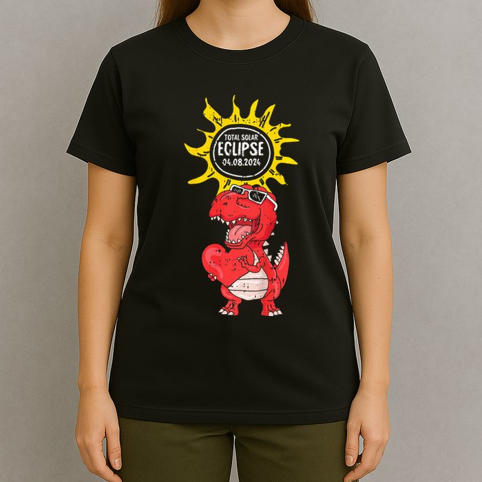 Dinosaur Heart Total Solar Eclipse April 8 2024 Totality T-Shirt