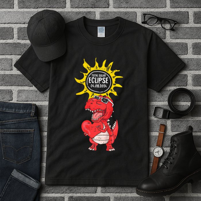 Dinosaur Heart Total Solar Eclipse April 8 2024 Totality Tall T-Shirt