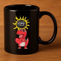 Dinosaur Heart Total Solar Eclipse April 8 2024 Totality 11oz C Handle Ceramic Mug